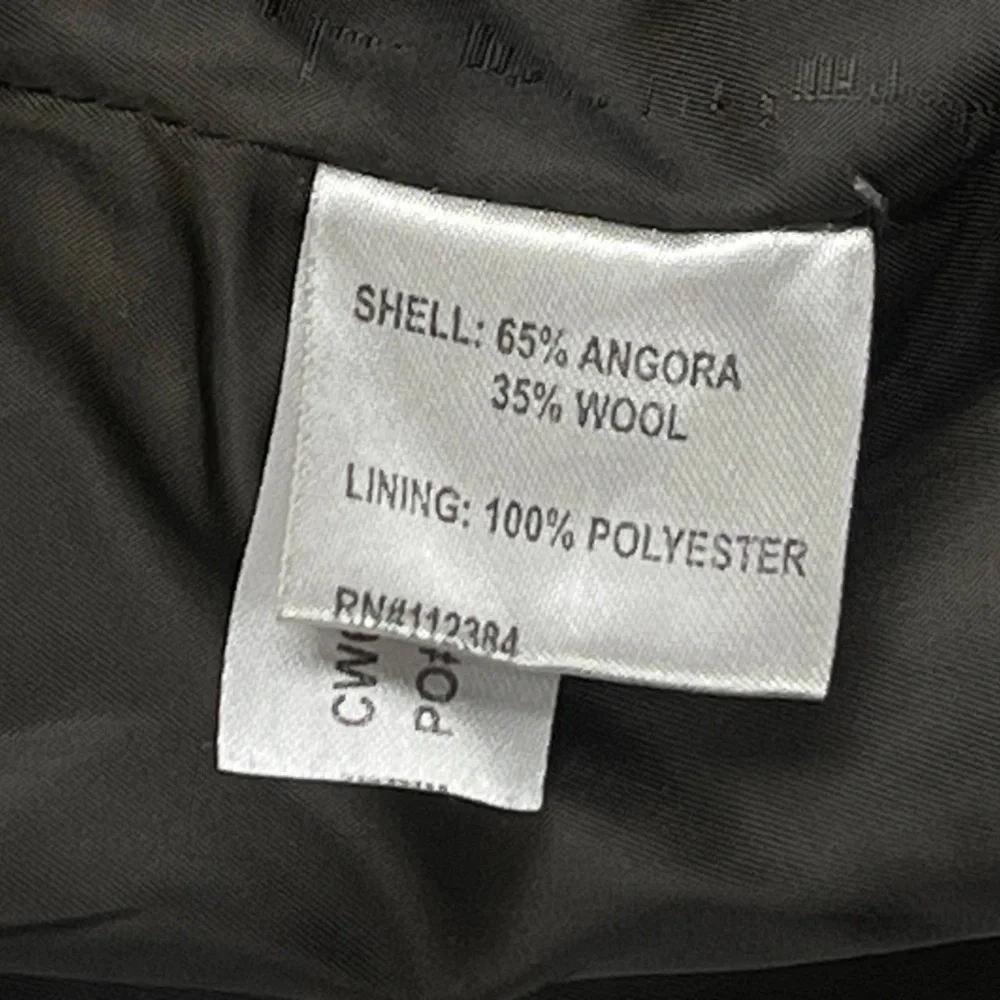 Calvin Klein Angora Wool Blend Trench Coat Olive Green Sz L Mob Wife Mock Neck‎